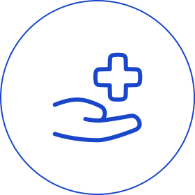 Hand with medical cross symbol icon.
